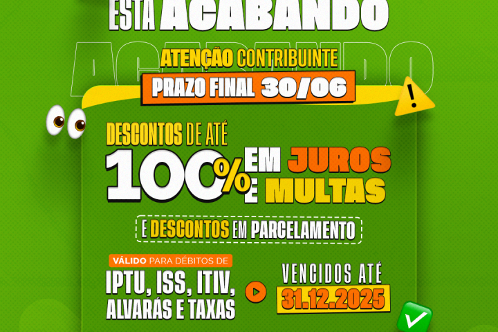 PRAZO DO REFIS 2026 ESTÁ TERMINANDO: CONTRIBUINTES DE CURRAIS NOVOS TÊM ATÉ 30 DE JUNHO PARA APROVEITAR DESCONTOS