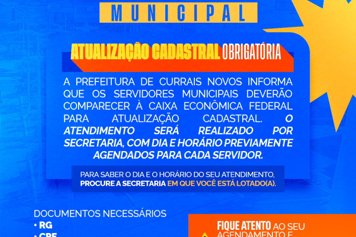 PREFEITURA DE CURRAIS NOVOS CONVOCA SERVIDORES PARA ATUALIZAÇÃO CADASTRAL